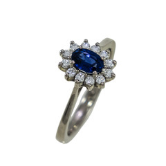 Damenring Weissgold mit Saphir und Brollanten