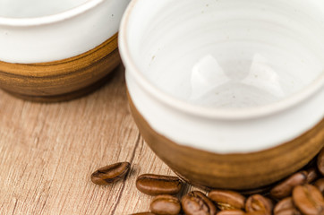 Cup with coffee beans