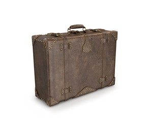 Leather suitcase on a white background. 3D illustration