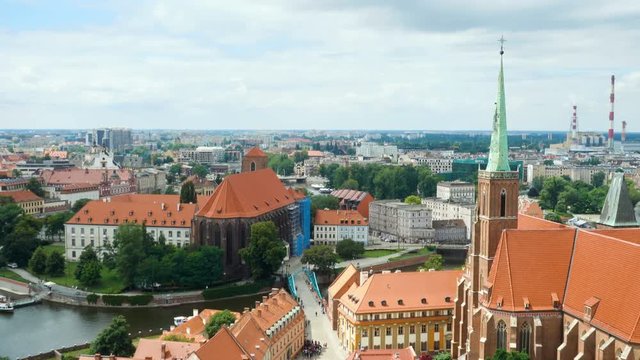 aerial view of famous polish city Wroclaw
