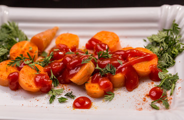 Möhren nach Currywurst Art 