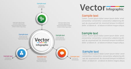 Infographic design template can be used for workflow layout, diagram, number options, web design. Infographic business concept with 3 options, parts, steps or processes. Vector eps 10