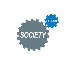 Social Relations conceptual logo, unique vector symbol. Society and Person, social interaction.