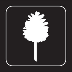 white pinecone silhouette on black background