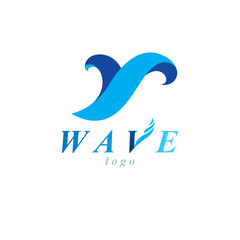 Ocean freshness theme vector symbol for use in mineral water advertising. Environment protection concept.