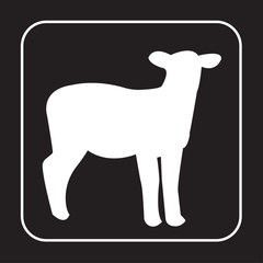 white sheep silhouette clip art on black background