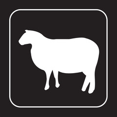 white sheep silhouette clip art on black background