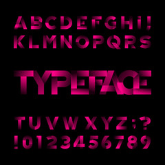 Abstract alphabet font. Type letters and numbers. Black background. Stock vector typeface for your design.