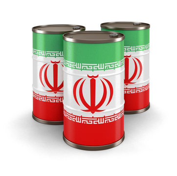 Oil barrel with flag of Iran. Image with clipping path