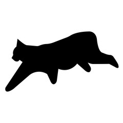black bobcat silhouette on white background