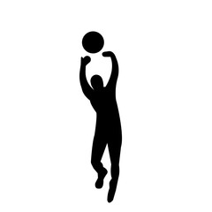 black volleyball silhouette images on white background