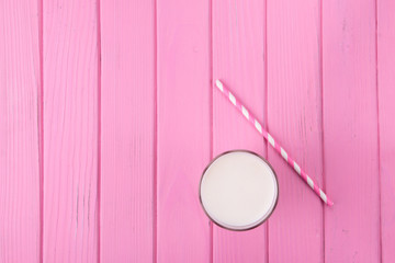 Glass of milk - top view