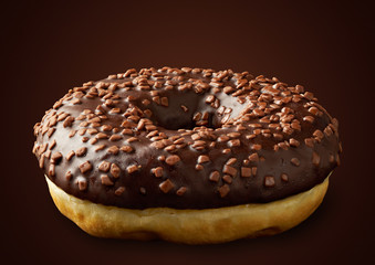 Closeup studio shoot from chocolate donut
