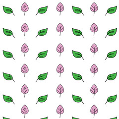 Beautiful floral pattern: pink and green leaves on a white background. Lovely pastel texture, option for textiles, fabrics.