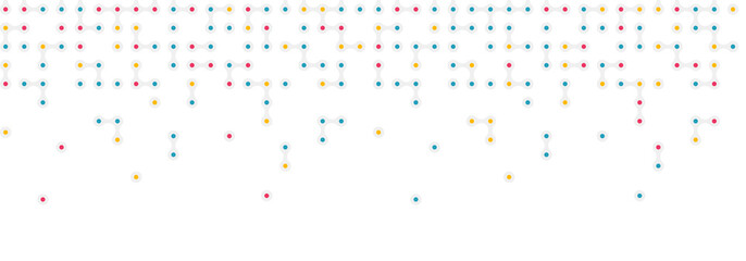 Seamless horizontal pattern from connected circles for site header background. Technological concept background with modern colored integrated metaballs for your web-site.  Vector illustration