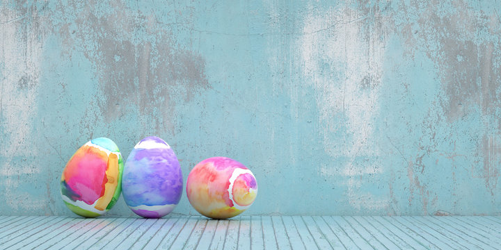 Ostereier zu Ostern vor Grunge Hintergrund