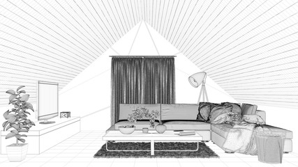 CAD Planung von Dachgeschoss Wohnzimmer