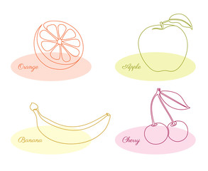 Fruit, continuous line vector illustration