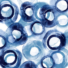 Blue watercolor stains. Modern hand painted background.