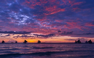 Photo sur Plexiglas Plage blanche de Boracay Beau coucher de soleil sur la plage blanche de Boracay, Philippines