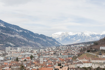 Fototapeta na wymiar Chur, Altstadt, Stadt, Kirche, Winter, Alpen, Graubünden, Schweiz