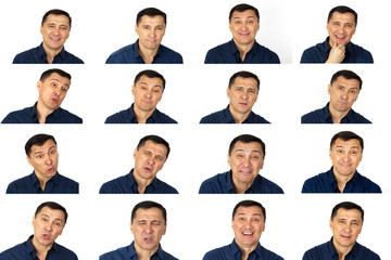 Set of man's portraits with different emotions