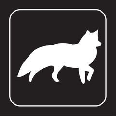 white fox silhouette clip art on black background