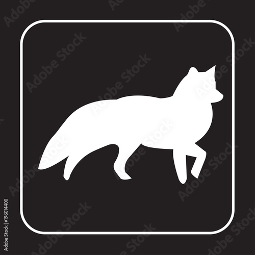 White Fox Silhouette Clip Art On Black Background Stock