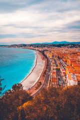 high formated picture of Nice, france with trees in the front
