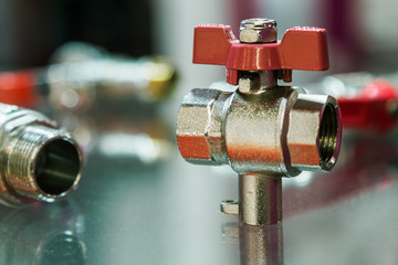 fittings and valve, pipes and adapters. Plumbing fixtures and piping parts
