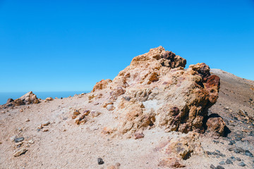 mountain path at the top of el teide volcano, Tenerife, Spain