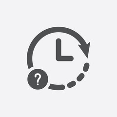 3340165 Clock icon with question mark. Clock icon and help, how to, info, query symbol