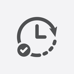 3340173 Clock icon with check sign. Clock icon and approved, confirm, done, tick, completed symbol