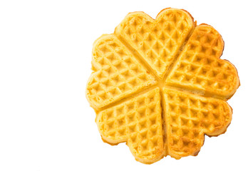 Freshly baked belgian waffles isolated on white background