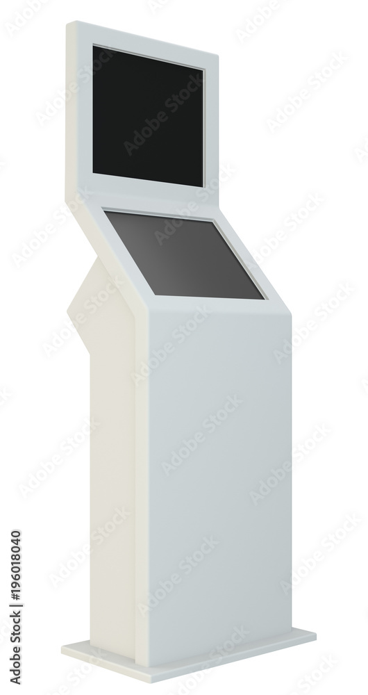 Poster information kiosk. interactive terminal on white background. isolated on white background. 3d render