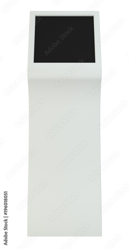 Poster information terminal. interactive kiosk on white background. isolated on white background. 3d render