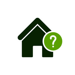 House icon with question mark. House icon and help, how to, info, query symbol