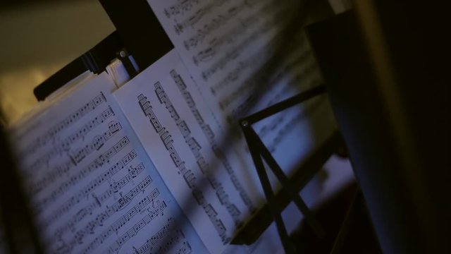 Musical notes on the music stand
