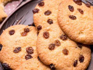  homemade cookies on a vintage wooden background. close-up