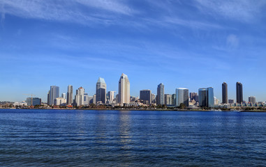 Fototapeta na wymiar The San Diego, California skyline from Coronado Island.