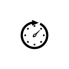 Clock Arrow. Flat Vector Icon. Simple black symbol on white background