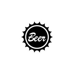 Beer Bottle Cap. Flat Vector Icon. Simple black symbol on white background
