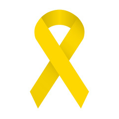 Yellow Ribbon 3D style for cancer awareness