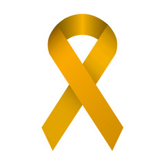 Yellow Ribbon vector 3D (three dimensions) for awareness cancer campaign