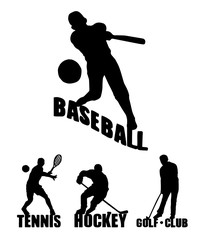 Sport background. Baseball, tennis, hockey, golf.