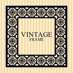 Vintage border frame with retro ornamental pattern. Template for design. Vector illustration