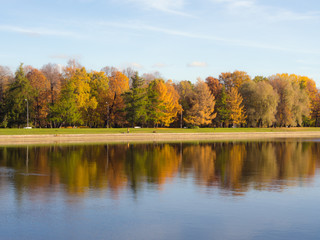 autumn park and reflections