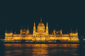 Budapest Parliament building at night