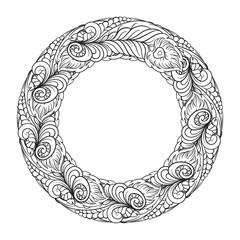 Vector abstract doodle elements black and white frame.