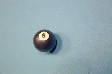 Billiard black ball. Close up